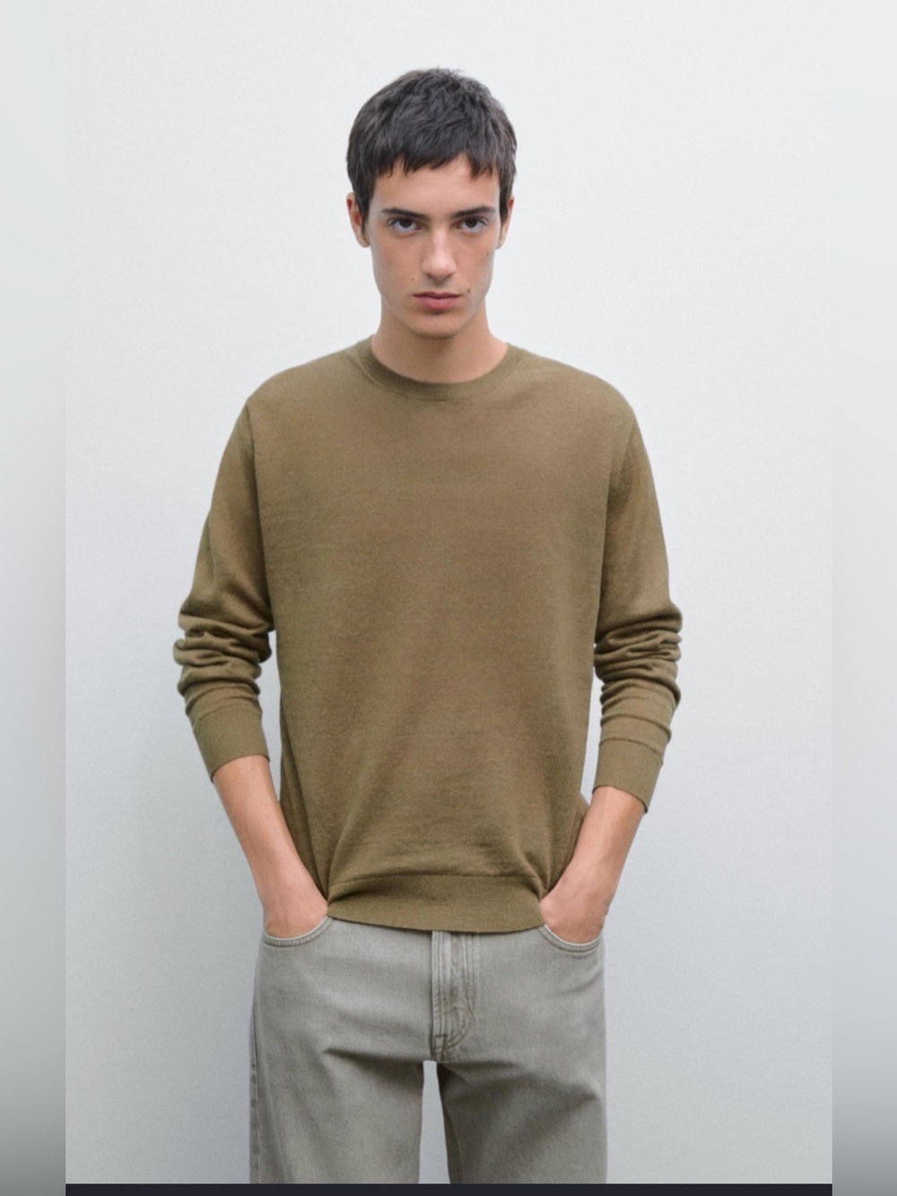 Massimo Dutti Extrafine Cotton Knit Crewneck Sweater All Seasons , size XL